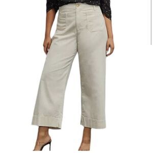Anthropologie Maeve Colette‎ Corduroy Cream Pant Size 18 Wide Cream Plus Size